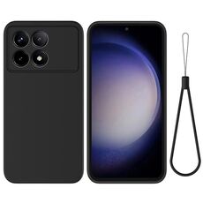 Per Xiaomi Poco X6 Pro 5G/Redmi K70E Custodia per telefono a copertura totale antigoccia in silicone liquido tinta unita (Nero)