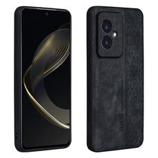 Custodia per telefono con sensazione di pelle in rilievo 3D per Honor 100 AZNS (nera)
