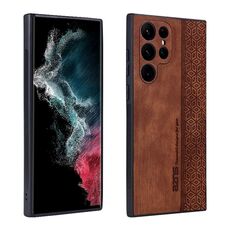 Per Samsung Galaxy S24 Ultra 5G AZNS Custodia per telefono con sensazione di pelle in rilievo 3D (marrone)
