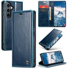 Per Samsung Galaxy S24+ 5G CaseMe-003 PU + PC Custodia in pelle stile business Crazy Horse Texture (blu verde)