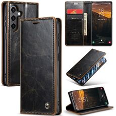 Per Samsung Galaxy S24 5G CaseMe-003 PU + PC Custodia in pelle stile business Crazy Horse Texture (caffè)
