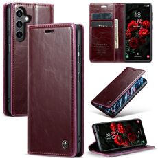 Per Samsung Galaxy S24 5G CaseMe-003 PU + PC Custodia in pelle stile business Crazy Horse Texture (rosso gelso)