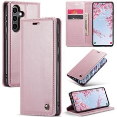 Per Samsung Galaxy S24 5G CaseMe-003 PU + PC Custodia in pelle stile business Crazy Horse Texture (rosa)