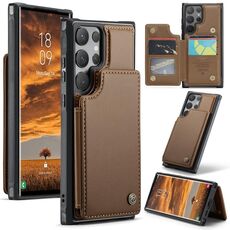 Per Samsung Galaxy S24 Ultra 5G CaseMe C22 PC+TPU Custodia antifurto in pelle stile business RFID (marrone)