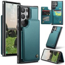 Per Samsung Galaxy S24 Ultra 5G CaseMe C22 PC+TPU Custodia in pelle antifurto stile business RFID (blu verde)