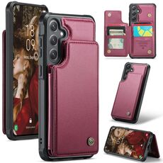 Per Samsung Galaxy S24+ 5G CaseMe C22 PC+TPU Custodia antifurto in pelle stile business RFID (vino rosso)