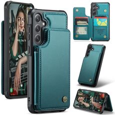 Per Samsung Galaxy S24+ 5G CaseMe C22 PC+TPU Custodia antifurto in pelle stile business RFID (blu verde)