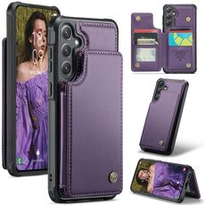 Per Samsung Galaxy S24+ 5G CaseMe C22 PC+TPU Custodia antifurto in pelle stile business RFID (viola)
