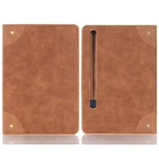 Custodia per tablet in pelle a libro retrò per Samsung Galaxy Tab S9 FE (marrone chiaro)