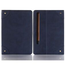 Custodia per tablet in pelle a libro retrò per Samsung Galaxy Tab S9 FE (blu scuro)