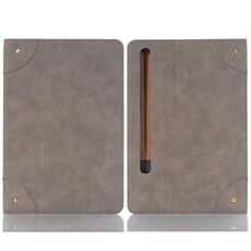Custodia per tablet in pelle a libro retrò per Samsung Galaxy Tab S9 FE (grigio)