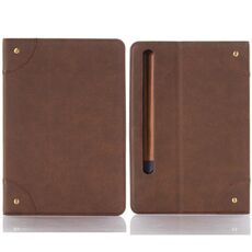 Custodia per tablet in pelle a libro retrò per Samsung Galaxy Tab S9 FE (marrone scuro)