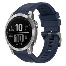 Per Garmin Fenix 7 Pro cinturino per orologio a sgancio rapido in silicone con fibbia nera tinta unita (blu scuro)