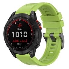 Per Garmin Fenix 7 Solar / Sapphire Solar tinta unita cinturino in silicone con fibbia nera a sgancio rapido (verde lime)