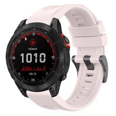 Per Garmin Fenix 7 Solar / Sapphire Solar tinta unita cinturino in silicone con fibbia nera a sgancio rapido (rosa)