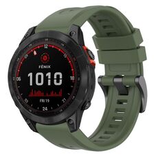 Per Garmin Fenix 7 Solar / Sapphire Solar tinta unita cinturino in silicone con fibbia nera a sgancio rapido (verde scuro)