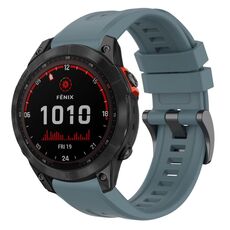 Per Garmin Fenix 7 Solar / Sapphire Solar tinta unita cinturino in silicone con fibbia nera a sgancio rapido (Rock Blue)