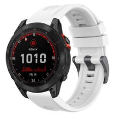 Per Garmin Fenix 7 Solar / Sapphire Solar Tinta unita Cinturino per orologio in silicone con fibbia nera a sgancio rapido (Bianco)