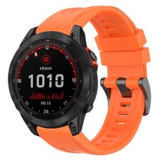 Per Garmin Fenix 7 Solar / Sapphire Solar tinta unita cinturino in silicone con fibbia nera a sgancio rapido (arancione)