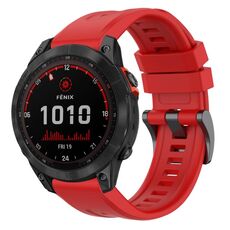 Per Garmin Fenix 7 Solar / Sapphire Solar Colore solido Nero Fibbia Cinturino per orologio a sgancio rapido in silicone(Rosso)