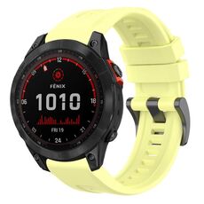Per Garmin Fenix 7 Solar / Sapphire Solar tinta unita cinturino in silicone con fibbia nera a sgancio rapido (giallo)