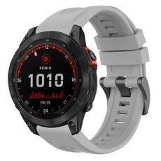 Per Garmin Fenix 7 Solar / Sapphire Solar tinta unita cinturino in silicone con fibbia nera a sgancio rapido (grigio)