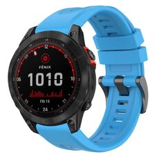 Per Garmin Fenix 7 Solar / Sapphire Solar tinta unita cinturino in silicone con fibbia nera a sgancio rapido (blu cielo)