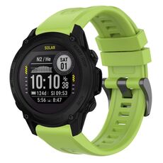 Per cinturino per orologio Garmin Descent G1 / G1 Solar tinta unita nero con fibbia in silicone a sgancio rapido (verde lime)