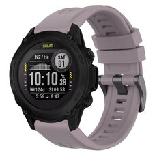 Per cinturino per orologio Garmin Descent G1 / G1 Solar tinta unita nero con fibbia in silicone a sgancio rapido (viola)