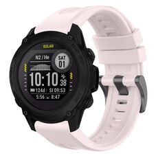 Per cinturino per orologio Garmin Descent G1 / G1 Solar tinta unita nero con fibbia in silicone a sgancio rapido (rosa)