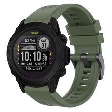 Per cinturino per orologio Garmin Descent G1 / G1 Solar tinta unita nero con fibbia in silicone a sgancio rapido (verde scuro)