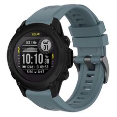 Per cinturino per orologio Garmin Descent G1 / G1 Solar tinta unita nero con fibbia in silicone a sgancio rapido (Rock Blue)