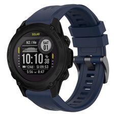 Per cinturino per orologio Garmin Descent G1 / G1 Solar tinta unita nero con fibbia in silicone a sgancio rapido (blu scuro)