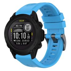 Per cinturino per orologio Garmin Descent G1 / G1 Solar tinta unita nero con fibbia in silicone a sgancio rapido (blu cielo)