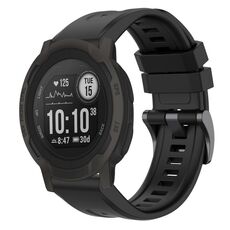 Per cinturino per orologio Garmin Instinct 2 / Instinct tinta unita nero con fibbia in silicone a sgancio rapido (nero)
