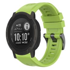 Per cinturino per orologio Garmin Instinct 2 / Instinct tinta unita nero con fibbia in silicone a sgancio rapido (verde lime)