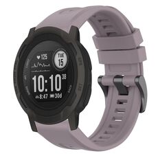 Per cinturino per orologio Garmin Instinct 2 / Instinct tinta unita nero con fibbia in silicone a sgancio rapido (viola)