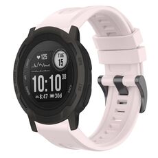 Per cinturino per orologio Garmin Instinct 2 / Instinct tinta unita nero con fibbia in silicone a sgancio rapido (rosa)