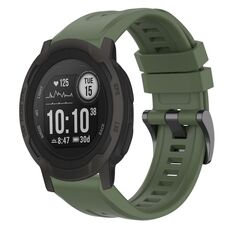 Per cinturino per orologio Garmin Instinct 2 / Instinct tinta unita nero con fibbia in silicone a sgancio rapido (verde scuro)