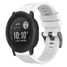 Per cinturino per orologio Garmin Instinct 2 / Instinct tinta unita nero con fibbia in silicone a sgancio rapido (bianco)