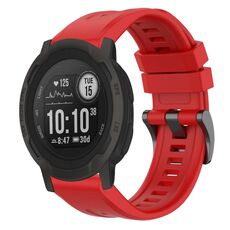 Per cinturino per orologio Garmin Instinct 2 / Instinct tinta unita nero con fibbia in silicone a sgancio rapido (rosso)