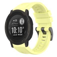 Per cinturino per orologio Garmin Instinct 2 / Instinct tinta unita nero con fibbia in silicone a sgancio rapido (giallo)