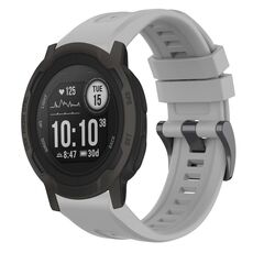 Per cinturino per orologio Garmin Instinct 2 / Instinct tinta unita nero con fibbia in silicone a sgancio rapido (grigio)