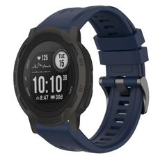 Per cinturino per orologio Garmin Instinct 2 / Instinct tinta unita nero con fibbia in silicone a sgancio rapido (blu scuro)