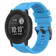 Per cinturino per orologio Garmin Instinct 2 / Instinct tinta unita nero con fibbia in silicone a sgancio rapido (blu cielo)