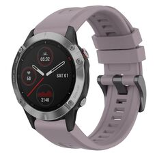 Per cinturino per orologio Garmin Fenix 6 GPS tinta unita nero con fibbia in silicone a sgancio rapido (viola)