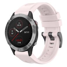 Per Garmin Fenix 6 GPS cinturino per orologio a sgancio rapido in silicone con fibbia nera tinta unita (rosa)