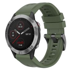 Per Garmin Fenix 6 GPS cinturino per orologio a sgancio rapido in silicone con fibbia nera tinta unita (verde scuro)