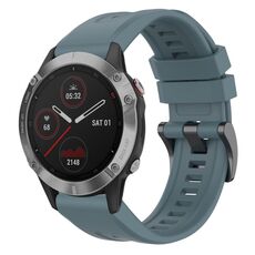 Per Garmin Fenix 6 GPS cinturino in silicone a sgancio rapido con fibbia nera in tinta unita (Rock Blue)