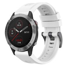 Per Garmin Fenix 6 GPS cinturino per orologio a sgancio rapido in silicone con fibbia nera tinta unita (bianco)